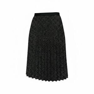 Metrowear Pleated Polka Dot Midi Skirt Black White A-Line Large Office Parisian